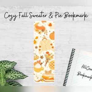 Autumn Themed Bookmark with Sweater and Pie Design